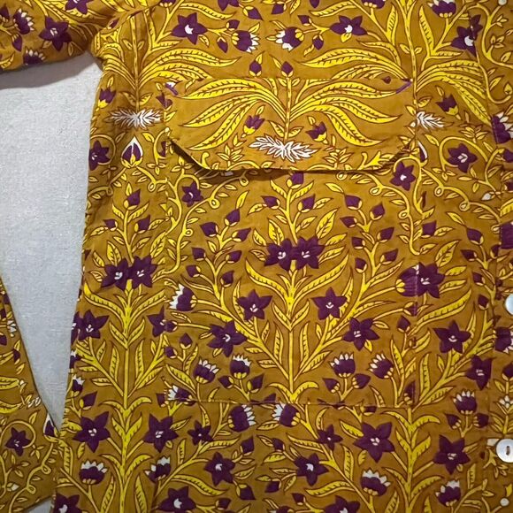 Roller Rabbit‎ Rhône Guy Shirt Floral Yellow Purple Long Sleeve Button Down XS - Picture 4 of 9